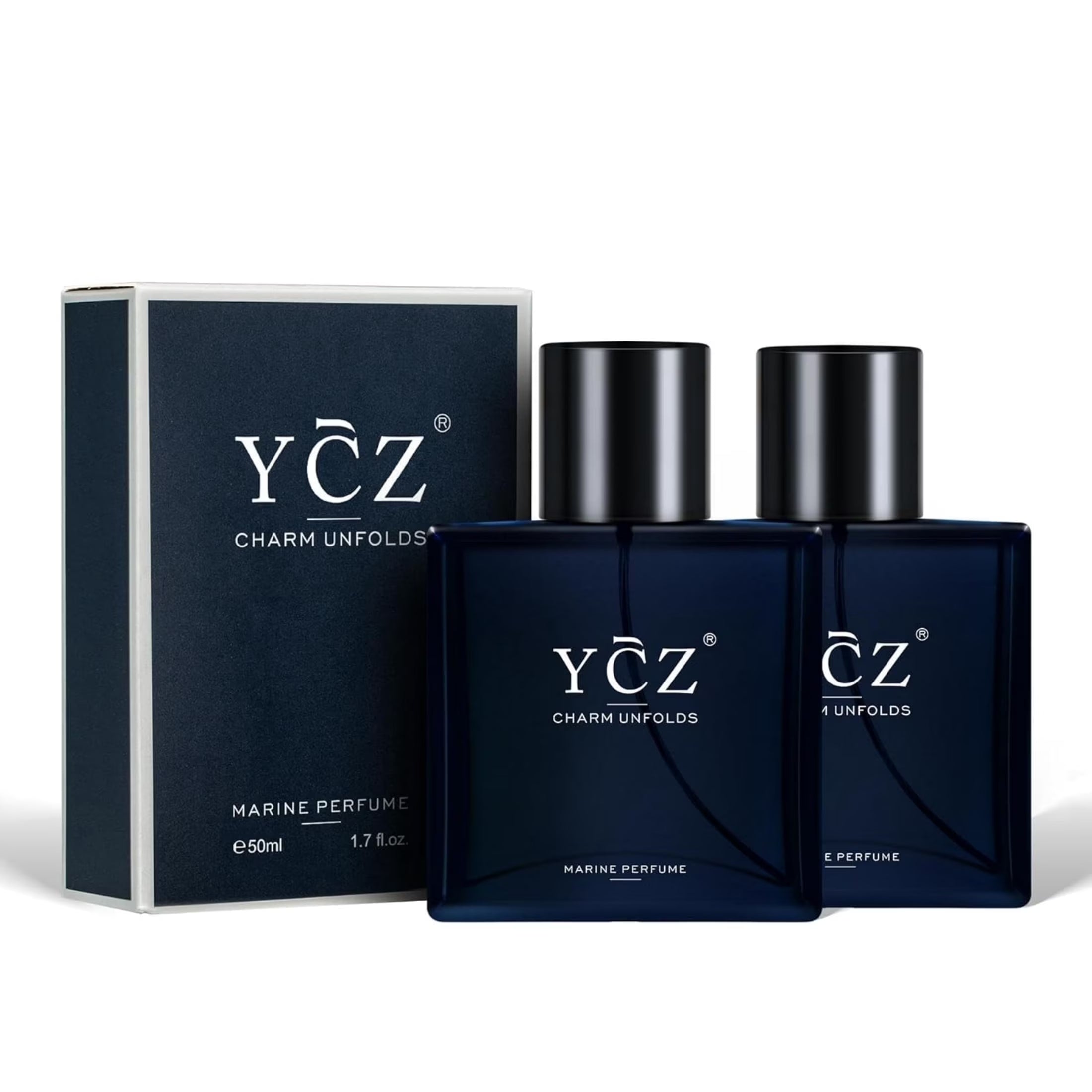 Charm Unfolds Men'S Cologne (2-Pack), Marine & Oriental Woody Fragrance, Long Lasting Eau De Parfum Gift Set, 2 X 1.7 Oz (Total 3.4 Oz)